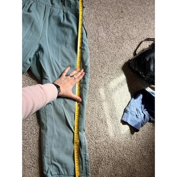 Vintage Wool Lined Ski Pants Womens Green High Waist Button Detail Thermal - Picture 10 of 12